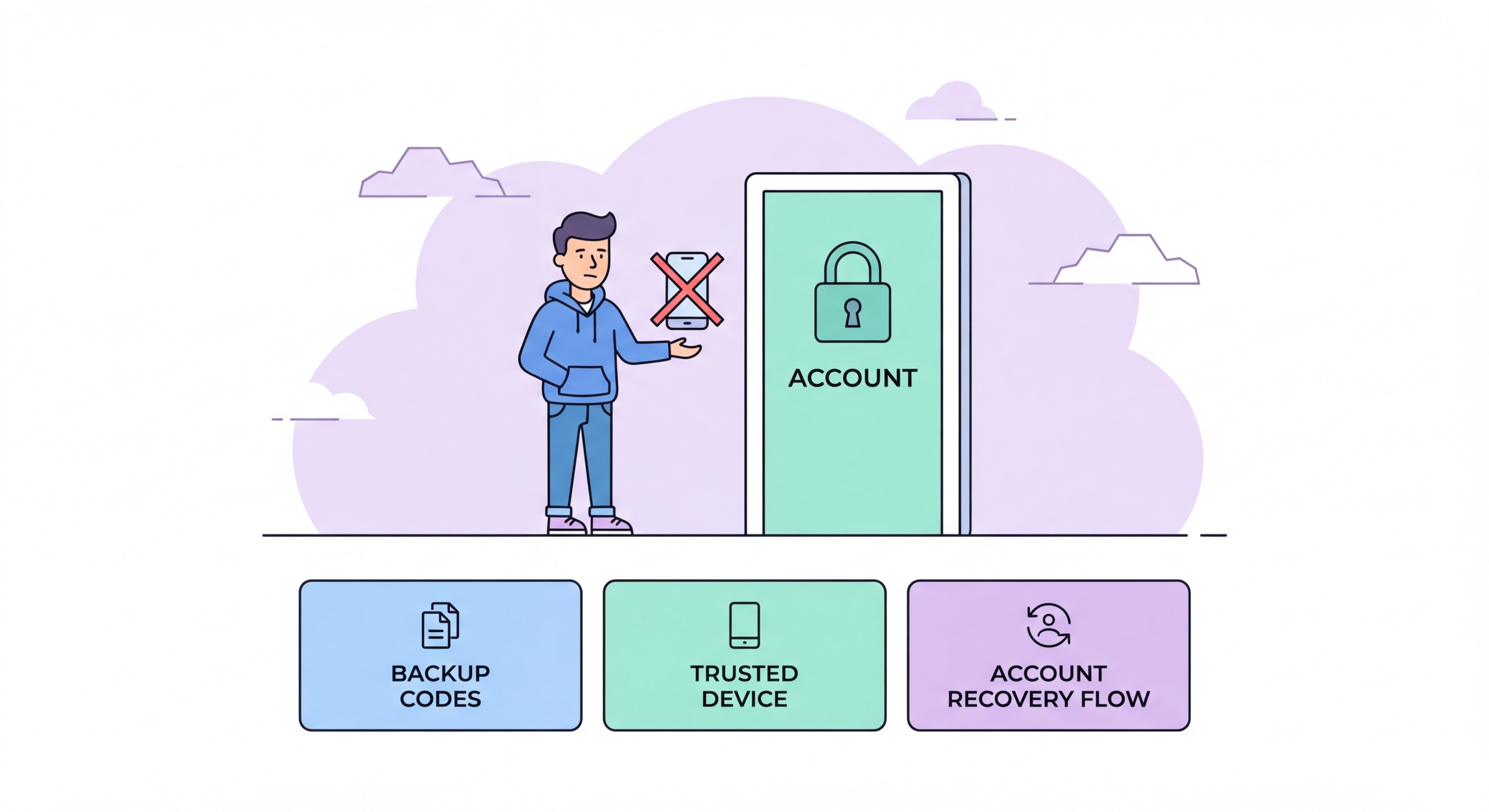 Account recovery process when locked out of 2FA device or codes