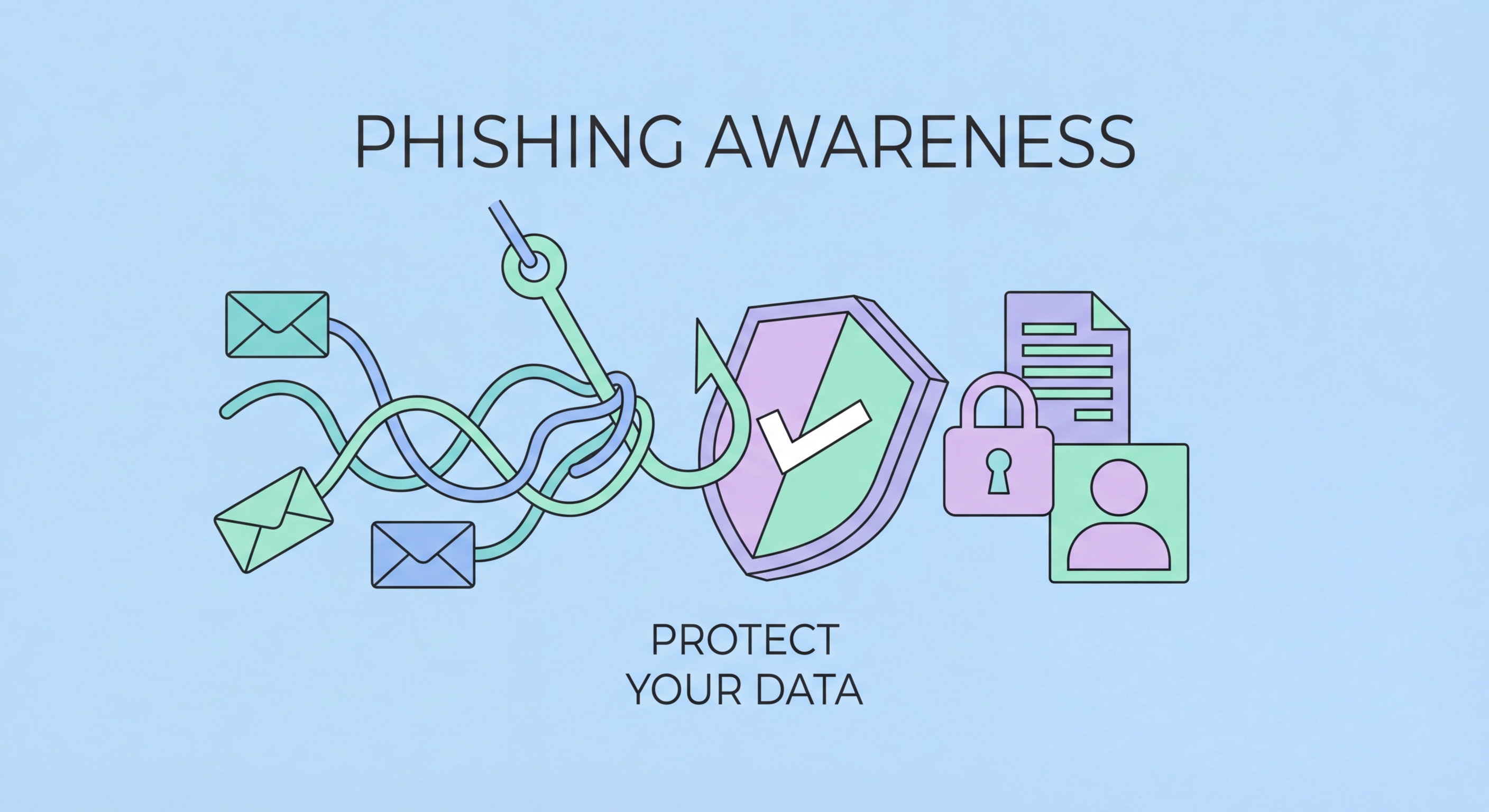 Phishing and scam awareness guide illustration
