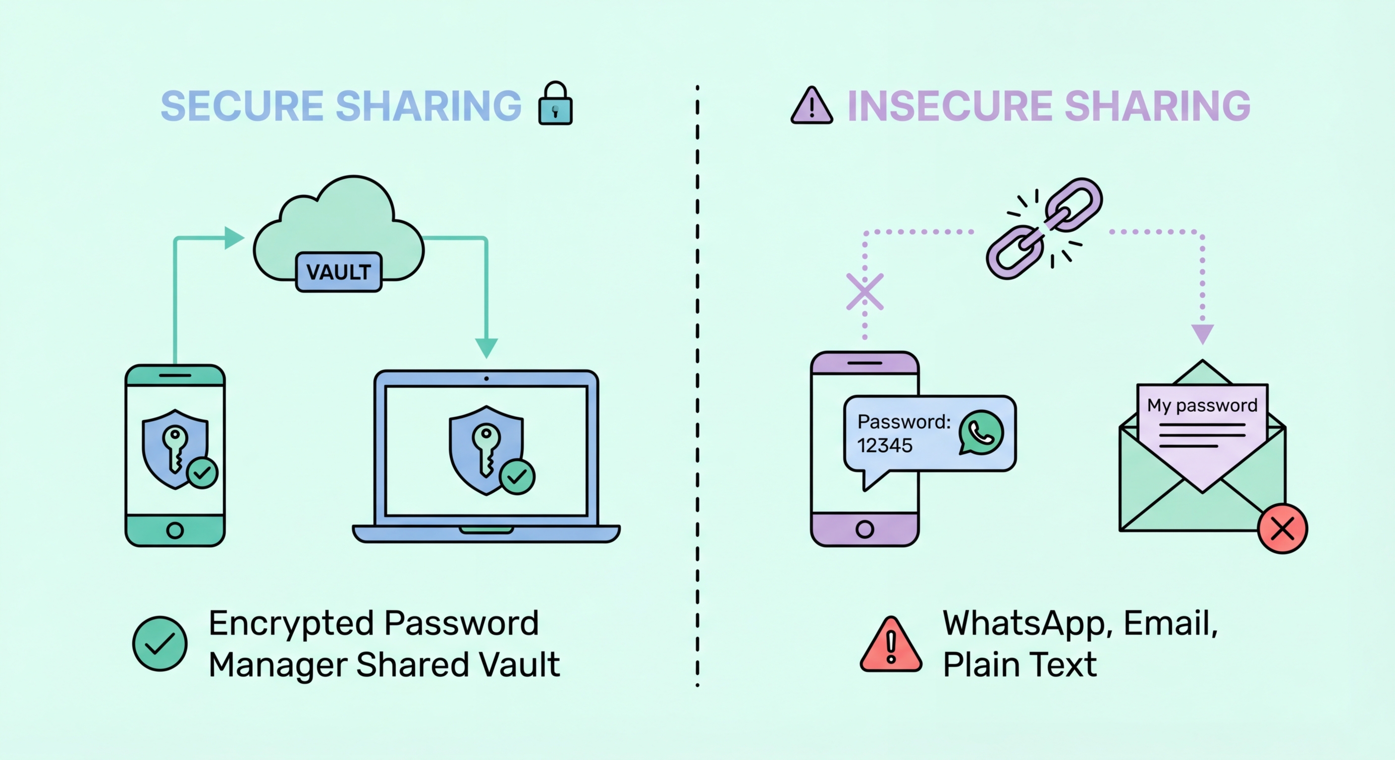 Secure password sharing methods illustration