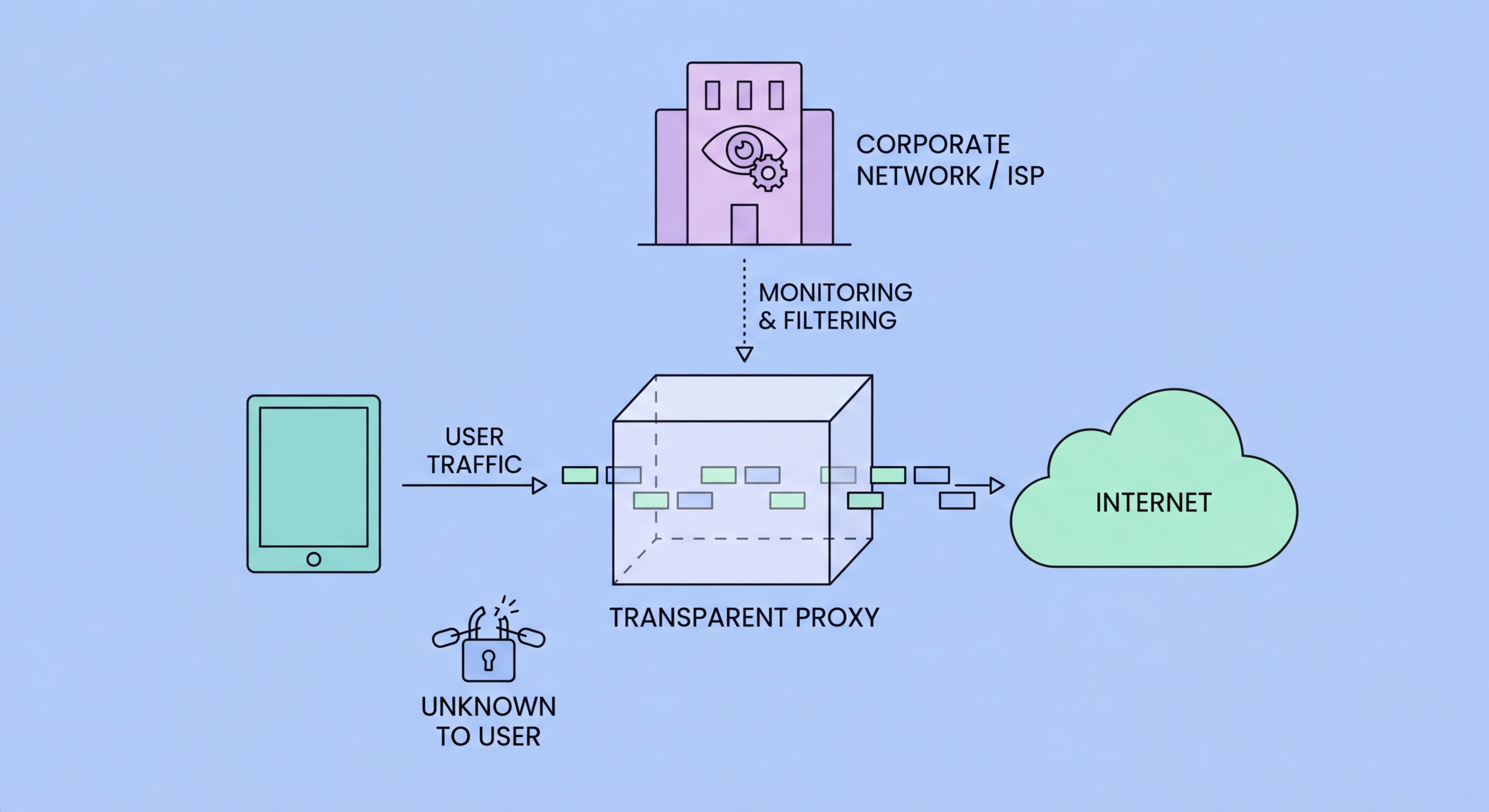 Transparent proxy interception diagram