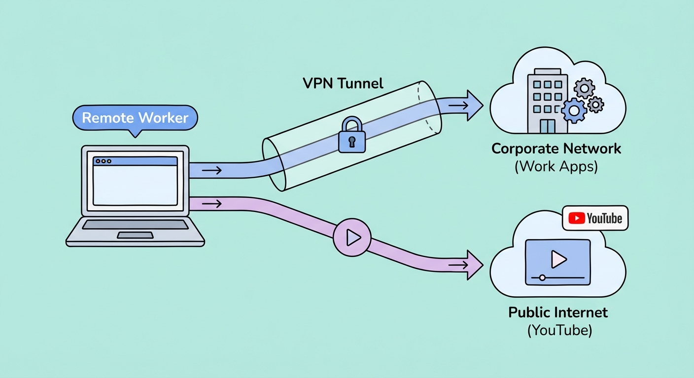 Split tunnelling configuration for remote workers
