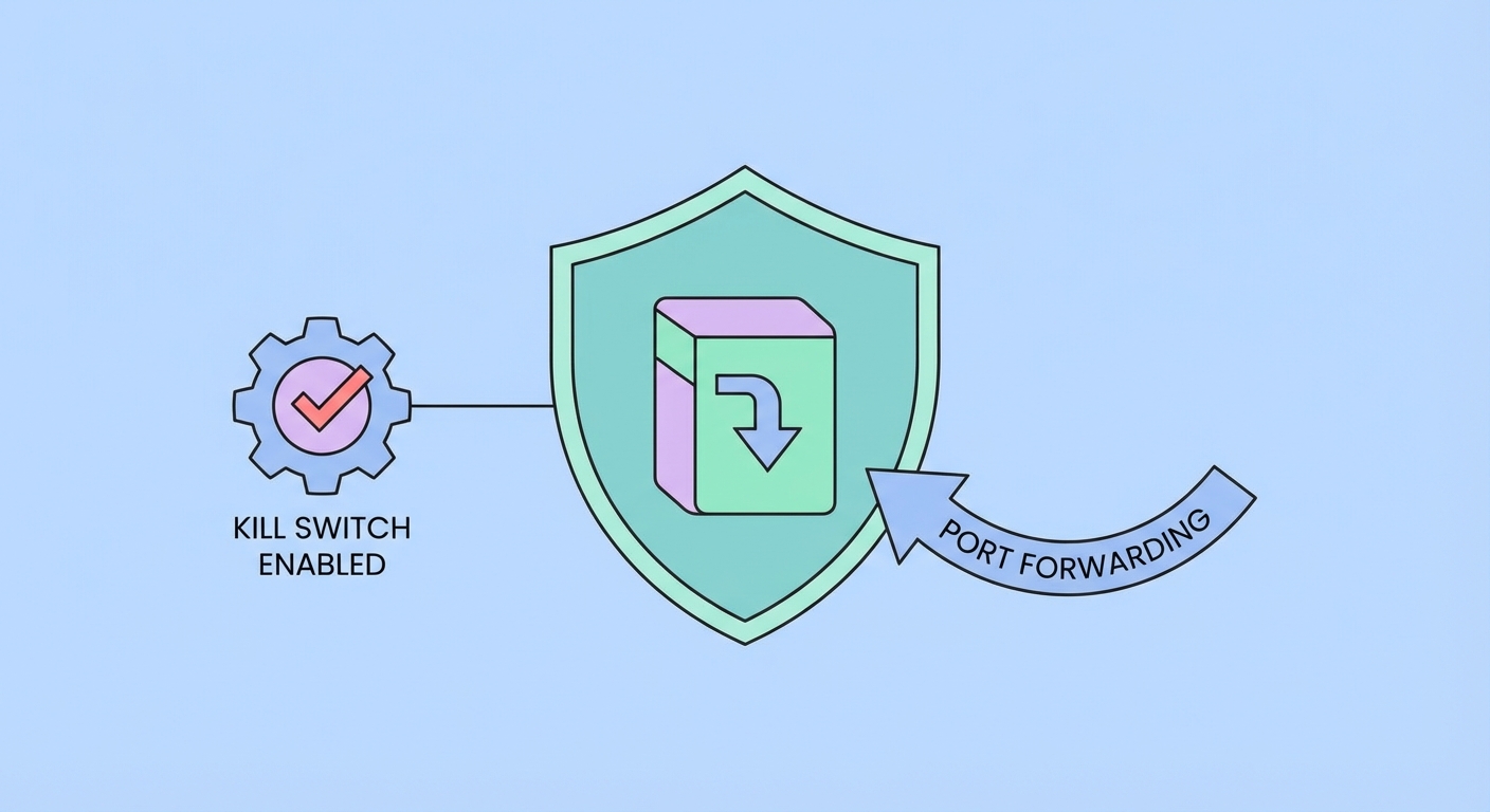 Kill switch and port forwarding setup for torrenting