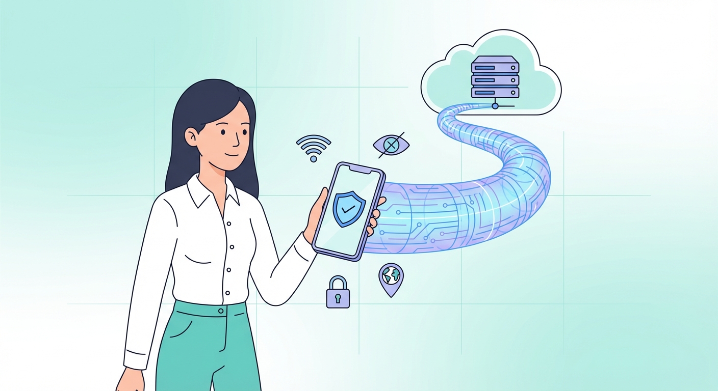 VPN shield protecting internet connection illustration