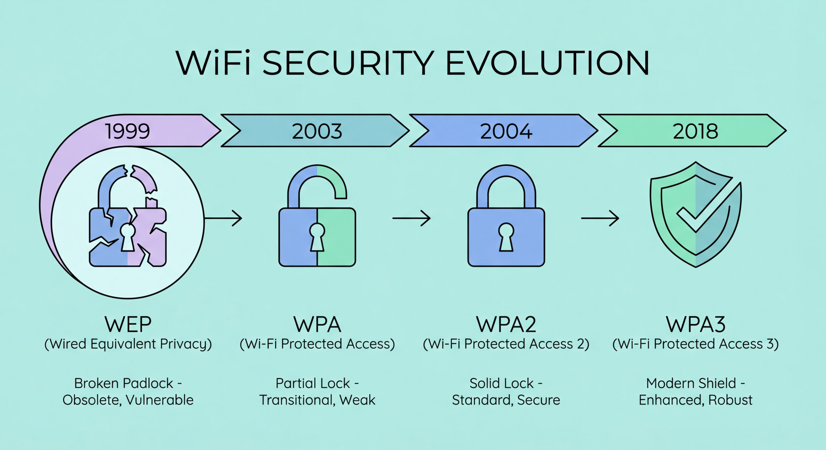 WiFi security protocol comparison — WPA2 vs WPA3 encryption for public networks
